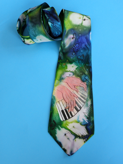 Расписный шелковый галстук Пианист